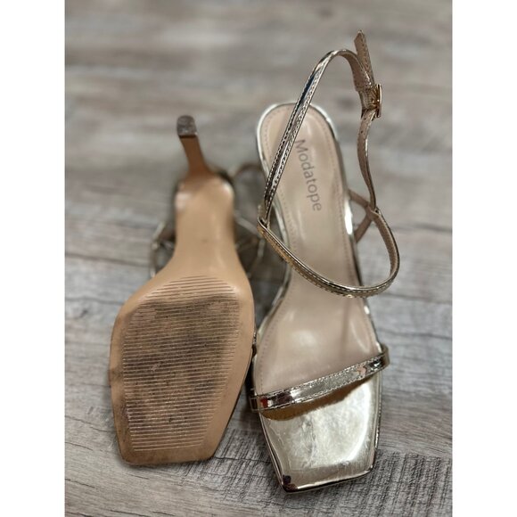 Modatope Gold Strappy Heel in 6 - Picture 2 of 2